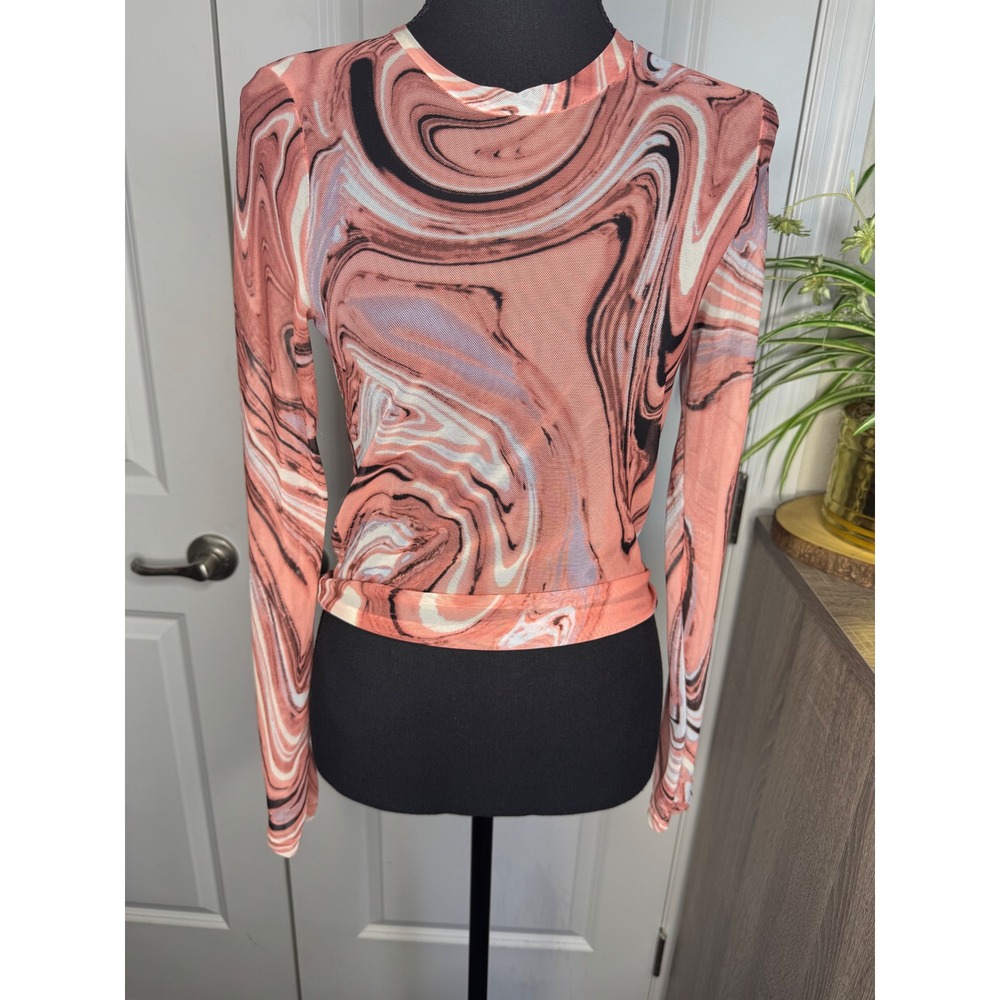 Women's‎ Y2K Full Tilt Long Sleeve Mesh Cropped Top size Large